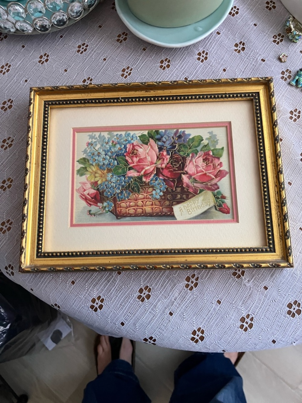 Gold Floral Basket Framed Art - Home Accents